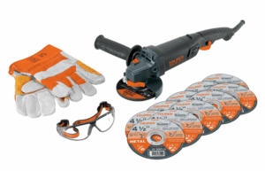 SET ESMERILADORA IND 4-1/2' 950W C/DISCOS, LENTES Y GUANTES