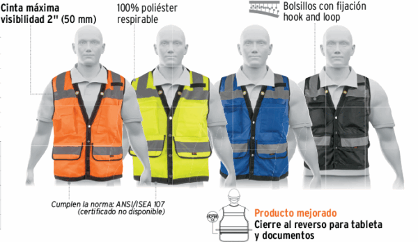 CHALECO REFORZADO, CINTA DE 2", CON BROCHES Y 8 BOLSAS