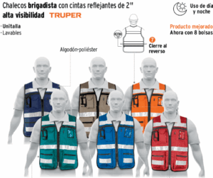 CHALECO BRIGADISTA TRUPER ALTA VISIBILIDAD