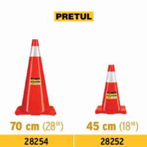 CONO DE PRECAUCIÓN DE PVC CON REFLEJANTE, PRETUL