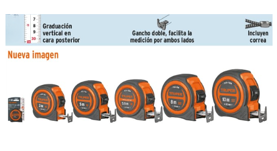 FLEXÓMETRO COMPACTO CON GRIP, CINTA 1" TRUPER
