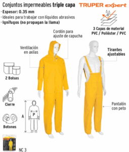 CONJUNTO IMPERMEABLE TRIPLE CAPA 0.35MM TRUPER EXPERT