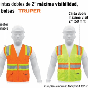 CHALECO CON CINTAS DOBLES DE 2" MAXIMA VISIBILIDAD