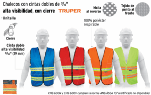 CHALECO CON CINTA DOBLE 3/4" CON CIERRE